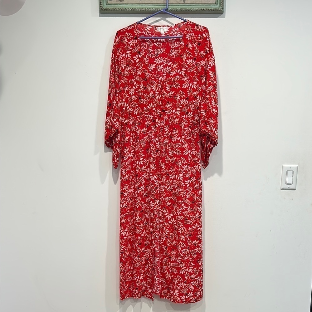 XIX PALMS Honolulu Hawaii kimono maxi dress Floral Red Dress women’s one size